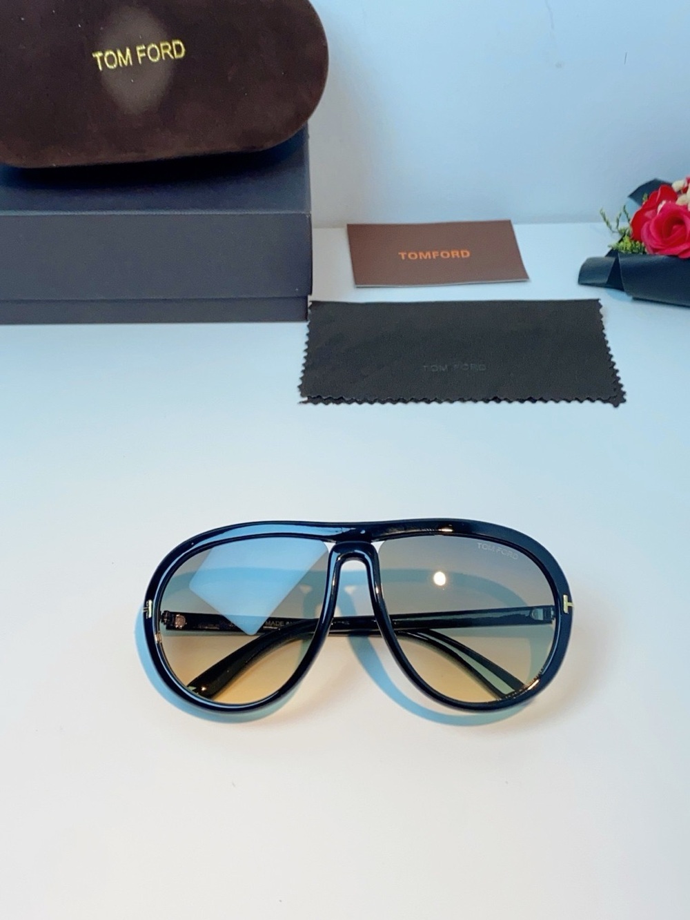 Tom Ford Men’s Blue Gradient Aviator Sunglasses